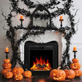 Black Halloween Garland for Mantle - 2 Pack, 5.9Ft Eucalyptus Vines