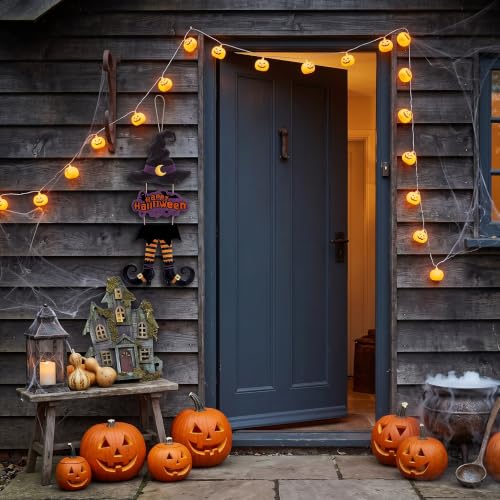 Halloween Door Sign Wreath Decorations - Witch Legs & Happy Greetings Set