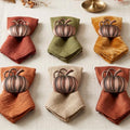 Bronze Pumpkin Napkin Rings - Fall Thanksgiving Table Decor, 6 Pieces