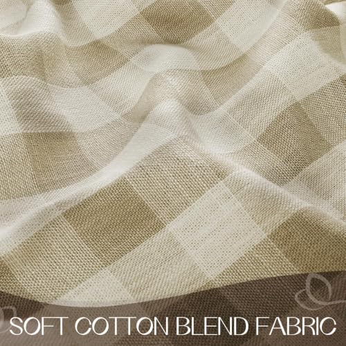 Romanstile Gingham Tassel Tablecloth Rectangle - Beige Plaid 55 x 120 Inch