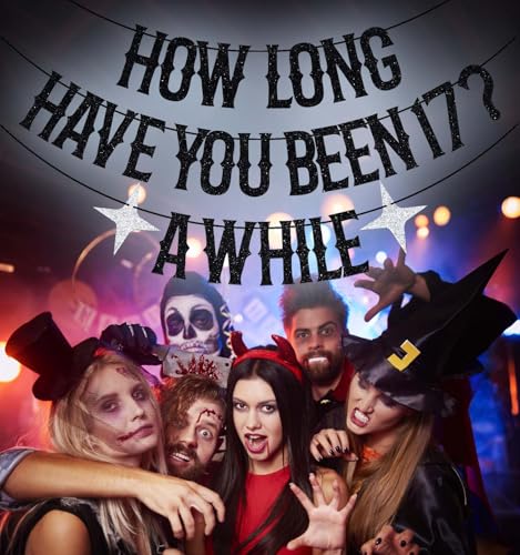Vampire Themed 17th Birthday Banner - Halloween Party Decoration, Glitter Black
