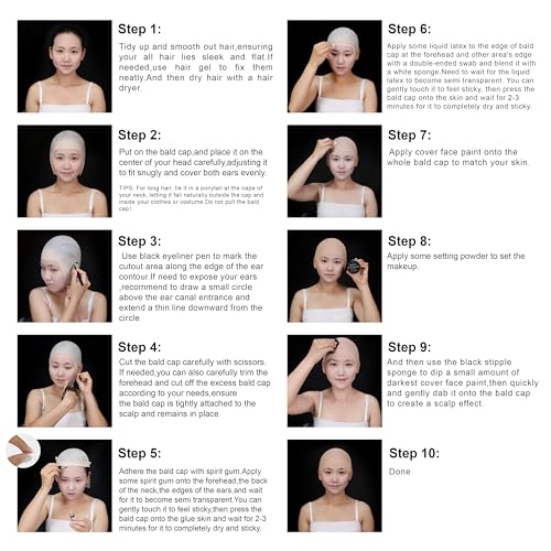Bald Cap Kit for SFX Makeup, Halloween, Cosplay & Performance – All-in-One Costume Set
