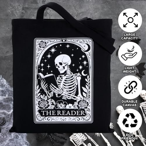 Black Gothic Tote Bag for Women Halloween Trick or Treating