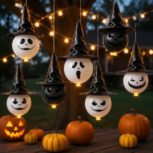 Halloween Witch Hat Decorations Set - Outdoor Balloon & Hanging Decor
