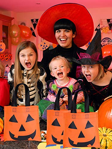 24-Pack Halloween Pumpkin Tote Bags 12 Inch Jack O Lantern Gift Bags for Party & Trick-or-Treating
