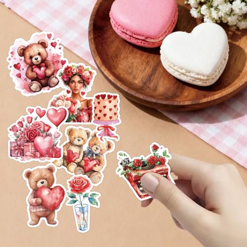 Valentine's Day Sticker Set - 100pcs Heart, Floral & Phrase Decals for Gifts & Decor