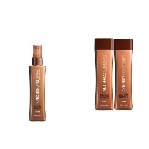 Brazilian Blowout Ionic Bonding Spray - Anti-Frizz Shampoo & Conditioner Duo | 3.4 fl oz & 2 Pack
