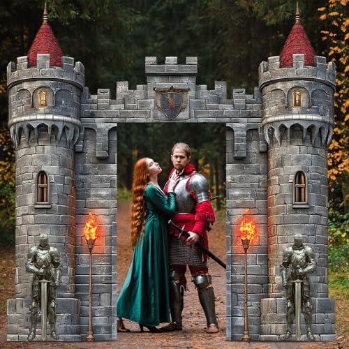Medieval Castle Door Cover Set for Party Decor - 4 Pieces, Knight & Torch Theme