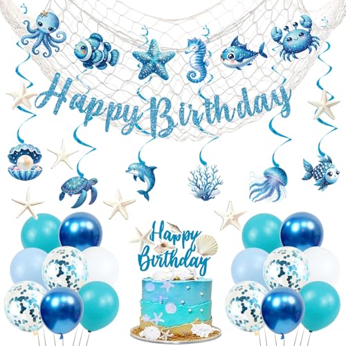 Ocean Theme Birthday Decorations Set for Kids and Adults - Beach Party Supplies