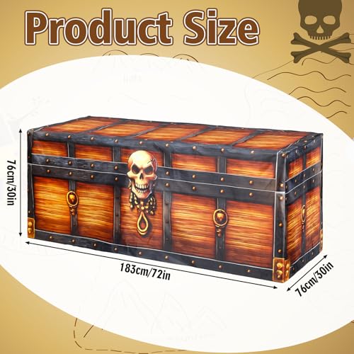 Oudain Halloween Skull Fitted Table Cover - Pirate Treasure Box Design, 6ft