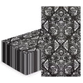 Gothic Halloween Paper Napkins - Black & White Skull Moth Design, 50 Pack