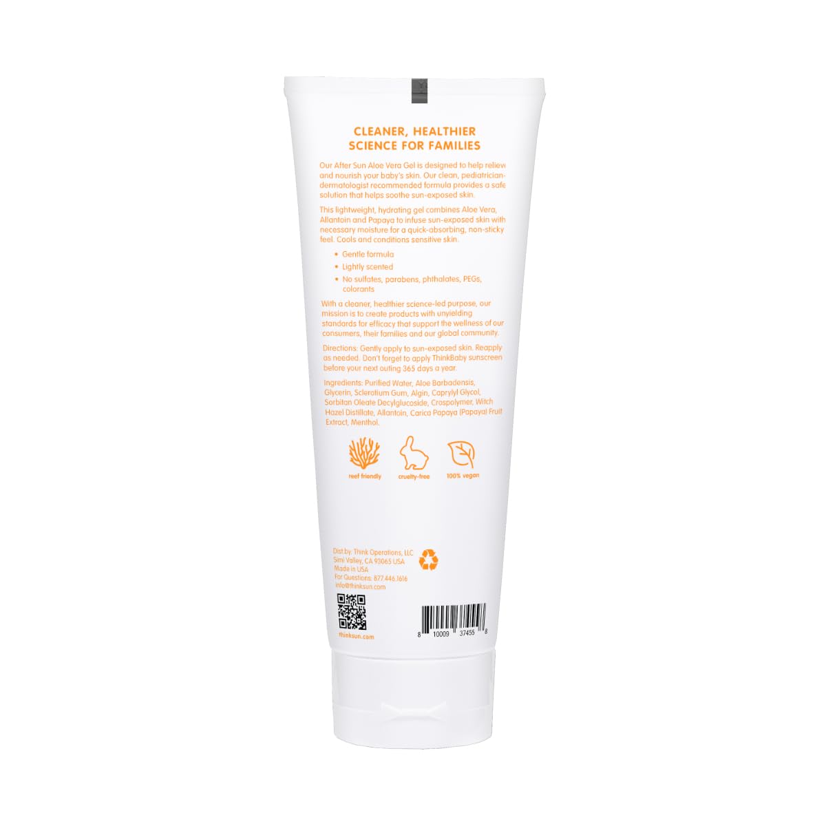Thinkbaby Aloe Vera Gel - EWG Verified Natural After Sun Relief Lotion, 8 Fl Oz | Hydrating & Soothing for Babies & Toddlers