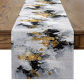 Jejeloiu Gold Black Grey Table Runner 13 x 120 Inches for Dining & Decor