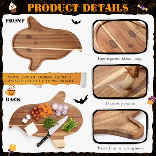 Potchen Ghost Halloween Wooden Charcuterie Board & Serving Tray - Acacia Wood