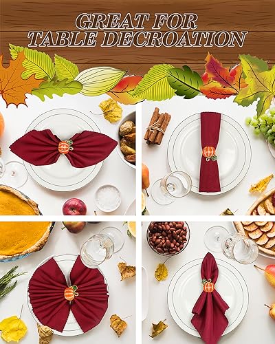 Thanksgiving Pumpkin Napkin Rings Set - 6 Piece Fall Table Decor
