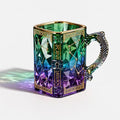 Celestial Zodiac Glass Mug - Scorpio Edition with Dragon Scale Handle - Green & Purple 8 oz Coffee Tea Cup
