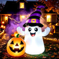 Halloween Inflatable Ghost with Pumpkin Yard Decoration - 5.5FT, LED Lights, Easy Setup - Variation of Ghost Pumpkin