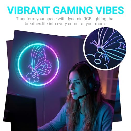Butterfly Neon Sign - Multi-Color Dimmable LED Wall Decor with USB Power - Variation: Butterfly
