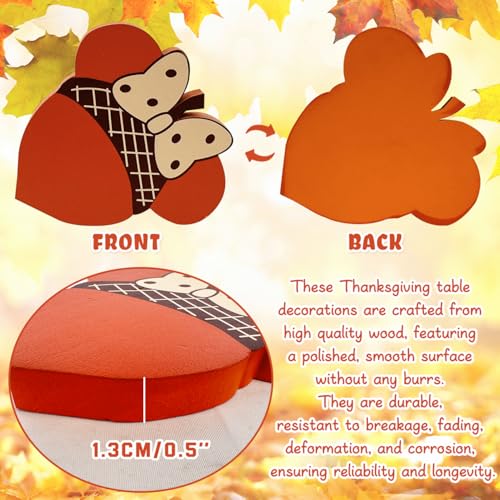 Thanksgiving Fall Wooden Sign Set - 4 Cute Pumpkin Mouse Decor for Home & Table