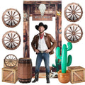 Western Party Decorations Set with Backdrop and Props for Cowboy Theme Events