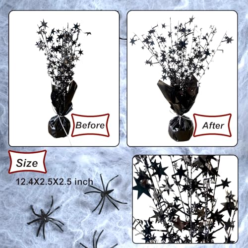 Black Star Halloween Table Centerpieces Set - 6 Pack Metallic Foil Party Decorations