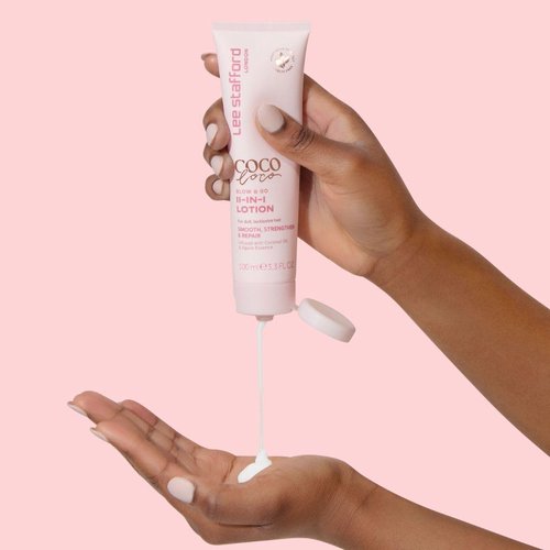 Lee Stafford Blow Dry Hair Lotion - 11-in-1 Leave-In Styling Cream, Heat Protectant & Hydrating Coconut Scent, 3.3 Fl Oz