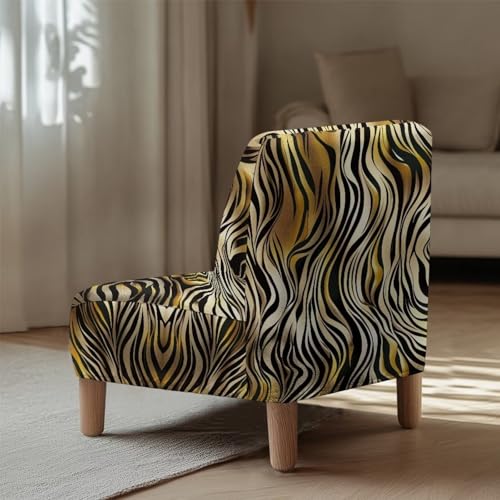 Stretch Armless Tiger Print Slipper Chair Slipcover - Removable Furniture Protector