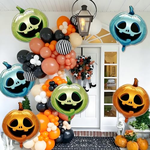 Spooky Doll Halloween Party Decorations - Scary Pumpkin Balloons Set