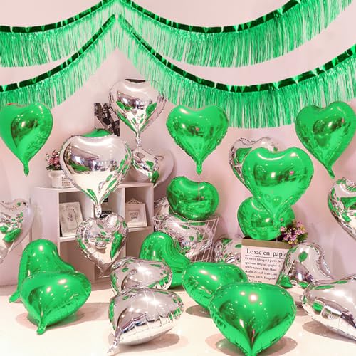 Two Green Foil Fringe Garland 10FT Party Decorations for Parade Floats