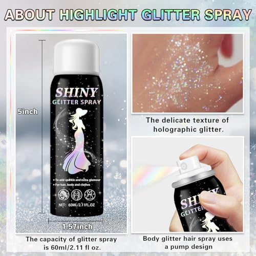 Pink Body Glitter Spray for Hair and Clothes - 2.11 Fl Oz