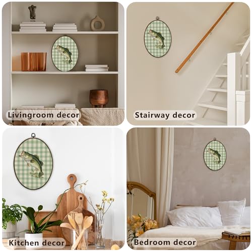 Fish Wall Art - Oval Canvas Frame, Nursery Decor for Kids Room - 11.3"L x 8.7"W - Fish1