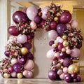 Dark Purple Pink Balloon Garland Kit Double Stuffed Plum Mauve Burgundy Gold Arch with 5-18 Inch Balloons - Variation of Dark Purple Pink Gold