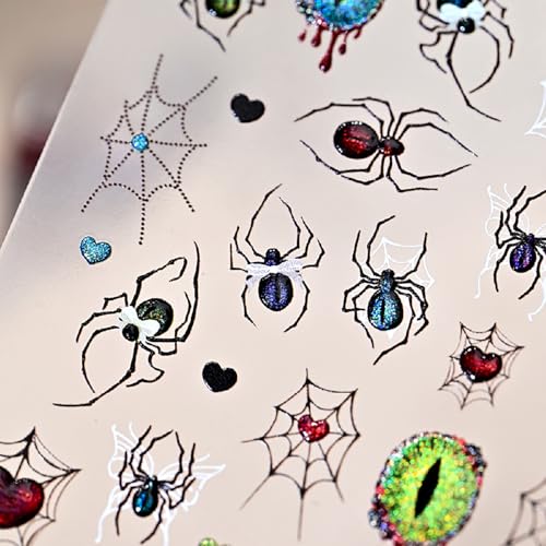 Halloween Nail Stickers 5D Embossed Spider Web Blood Dripping Design - Variation 4