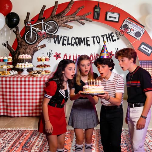 Black Red Glitter Welcome to the Other Side Banner for Stranger Party Decorations