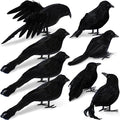Halloween Black Feathered Crow Decor Set - Realistic Fake Raven Figures for Haunted House and Party Decorations