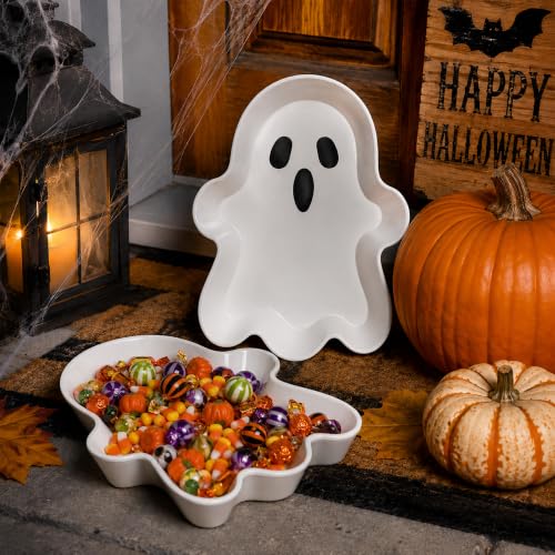Ghost-Shaped Halloween Candy Serving Trays - 3 Pack Ghost Candy Bowls