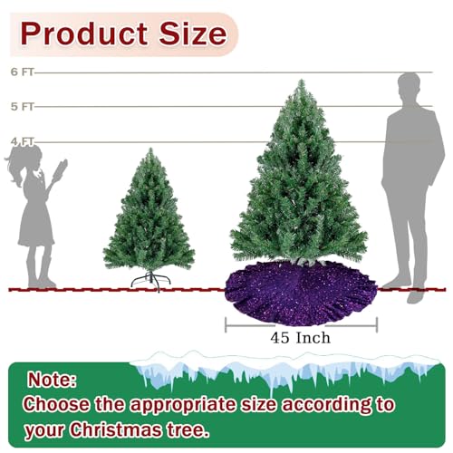 Purple Ruffled Christmas Tree Skirt 45 Inches for Holiday Decor - Variation of Purple-Ruffled / 45 Inches