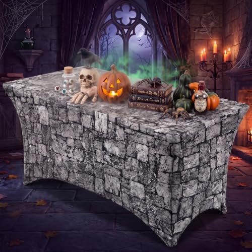 6ft Halloween Spandex Tablecloth with Brick Wall Pattern - Party Decor - Variation of THIS listing: 9.5" x 9.5" Rectangle