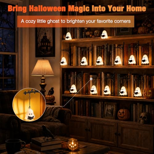 Vinspire Ghost Bookshelf Lantern - Reading Light for Shelves, 2PCS - Halloween Decor
