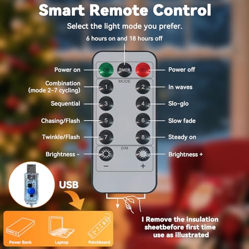 Twinkle Fairy Lights 8 Modes with Remote & Timer 33ft 100 LEDs - Orange + Purple