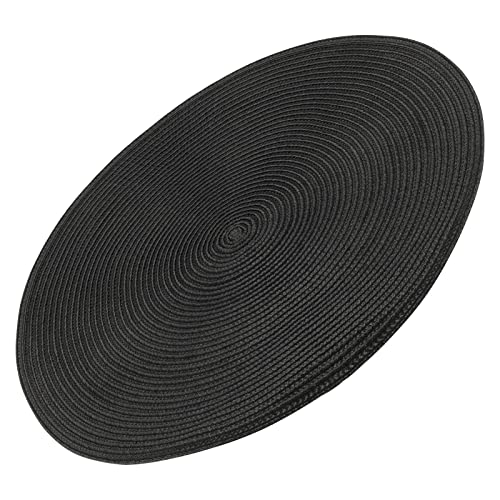 15 Inch Round Braided Placemats Set of 10 Black Woven Polypropylene Table Mats
