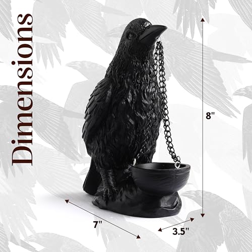 Gothic Crow Candle Holder Tealight Hanger Raven Decor Black Hanging Candleholder