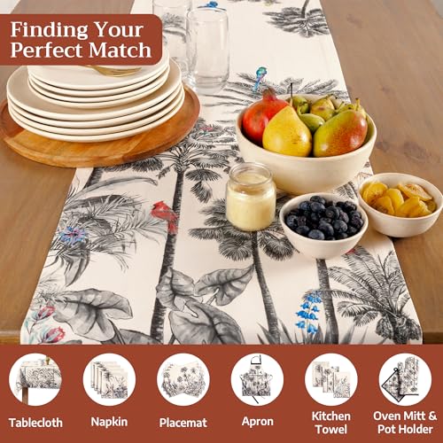 Maison d'Hermine Amazonia Table Runner 14.5 x 90 Inches - Single Layer, Cotton, Unique Watercolor Design