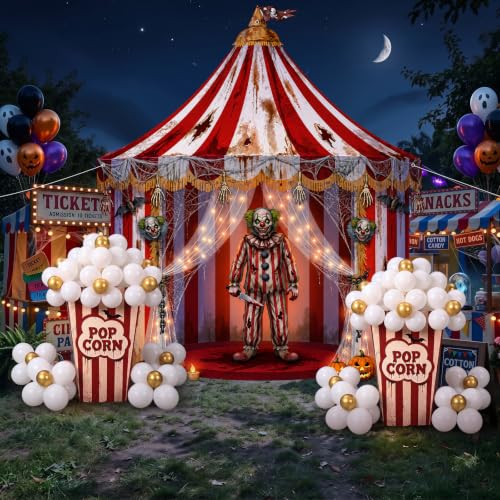 Halloween Circus Car Decorations Kit - Red White Trunk or Treat Scene