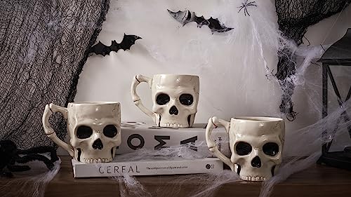 Halloween Skull Ceramic Mug 16oz - Spooky Skeleton Coffee Tea Hot Chocolate Cup
