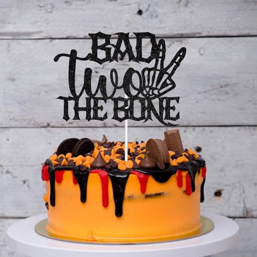 Skull Cake Topper for 2nd Birthday Halloween Party Decorations - Spooky Cake Decor
