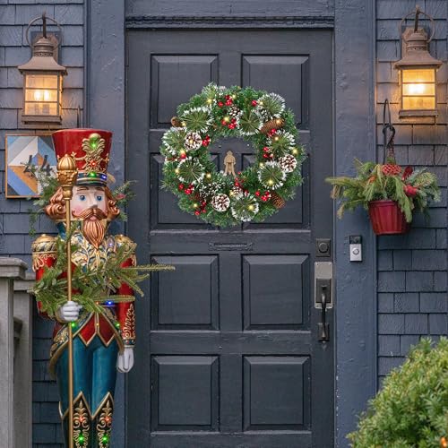 Artificial Christmas Wreath for Front Door - Green, 18 Inch Holiday Decor