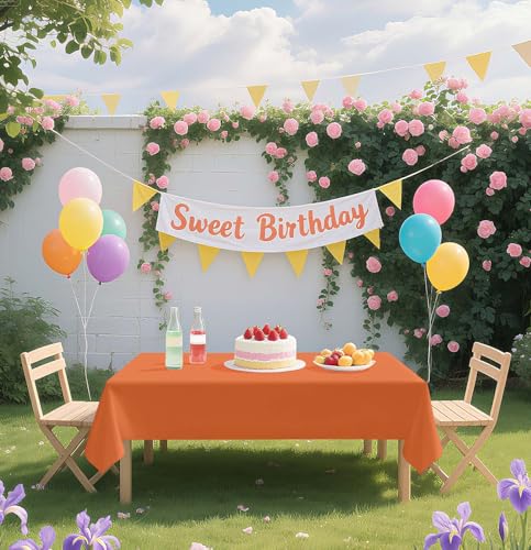 Disposable Orange Rectangle Tablecloth - 2 Pack, 54 x 108 Inches, Waterproof Party Cover