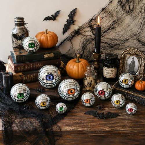 Halloween Disco Eyeballs Set - 25 Multicolor Glitter Foam Decorations