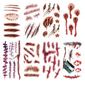 Halloween Fake Blood Wound Tattoos Set - 8 Sheets for Horror Cosplay & Party Makeup